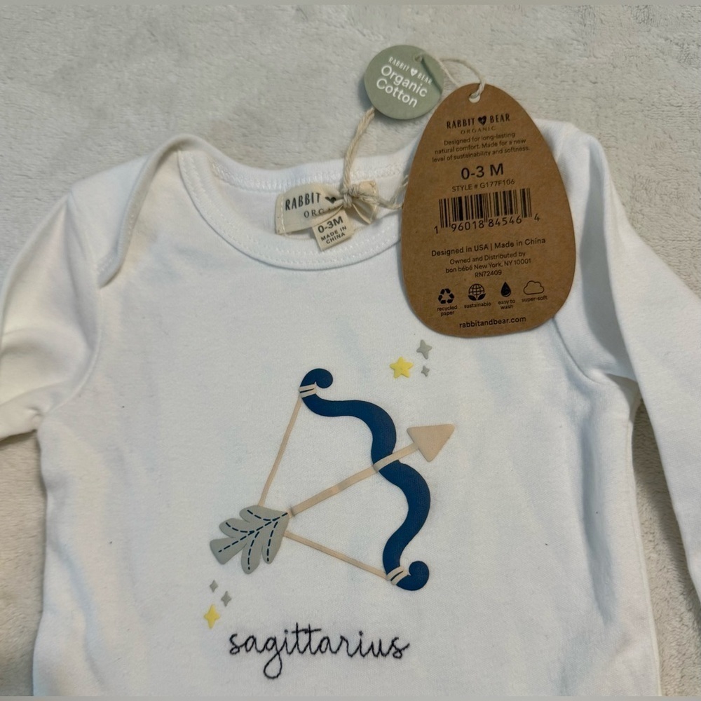 Sagittarius Archer Organic Cotton Baby Onesie 0-3 months - Picture 2 of 3